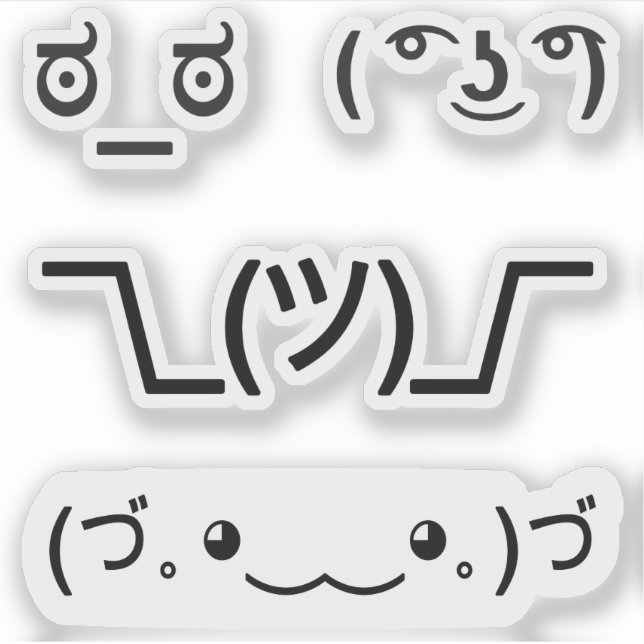 Sticker Emoji Kawaii Face émoticônes textuelles 4x set (Devant)