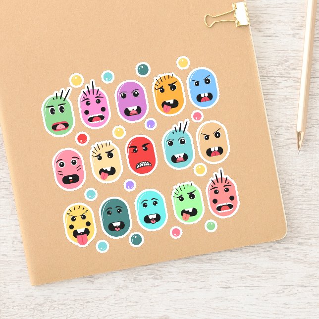 Sticker Émotions Visages colorés (Carnet)