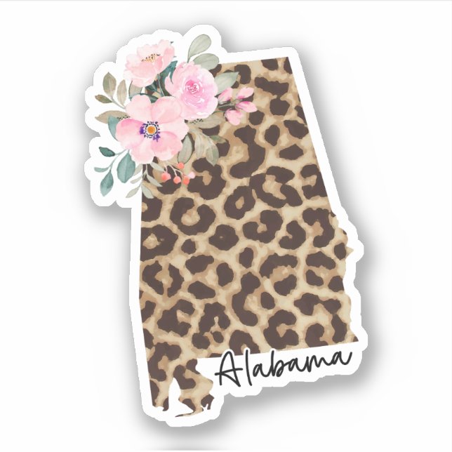 Sticker Empreinte de léopard D'Etat De L'Alabama Avec Fleu (Devant)