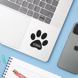 Sticker Empreinte de patte de chien noir avec nom