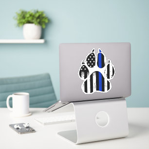 Sticker Empreinte de patte de ligne bleue mince