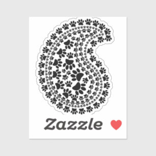 Sticker Empreinte de patte noir et blanc Paisley Motif
