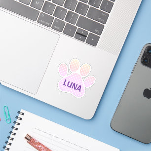 Sticker Empreinte de patte Pastel Arc-en-ciel Points avec 