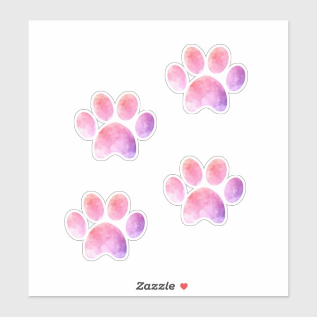 Sticker Empreintes de pattes d'aquarelle, pattes de chien, (Feuille)
