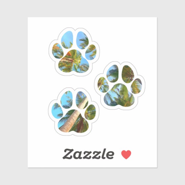 Sticker Empreintes de pattes de chiens - Palmiers tropicau (Feuille)