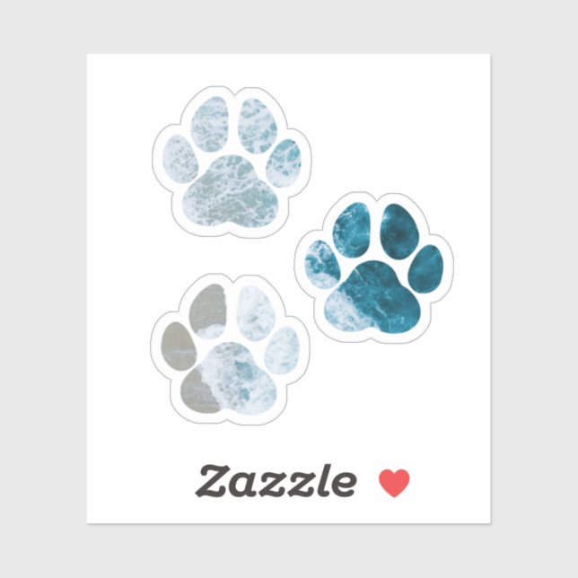 Sticker Empreintes de pattes de chiens - Vagues de plage e (Feuille)