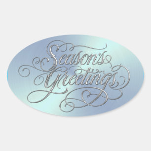 Sticker en argent Bonnes Fêtes bleu glace