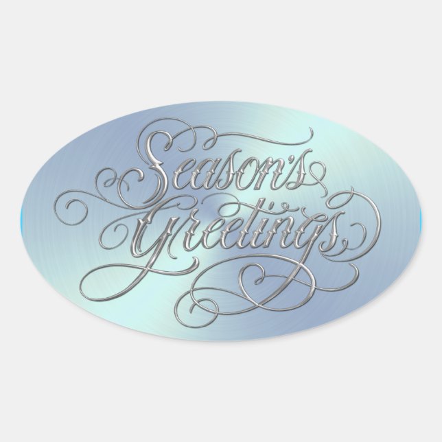 Sticker en argent Bonnes Fêtes bleu glace (Devant)