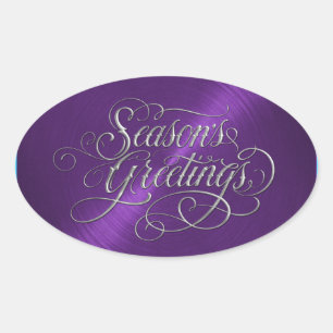 Sticker en argent Bonnes Fêtes violettes