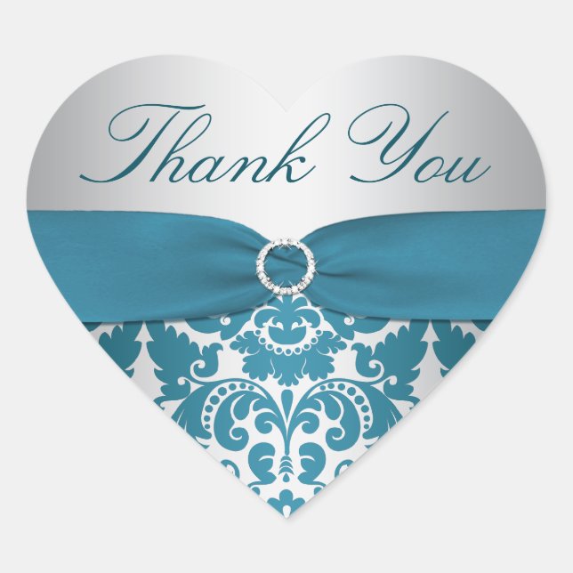 Sticker en argent et en Merci Damas Turquoise (Devant)