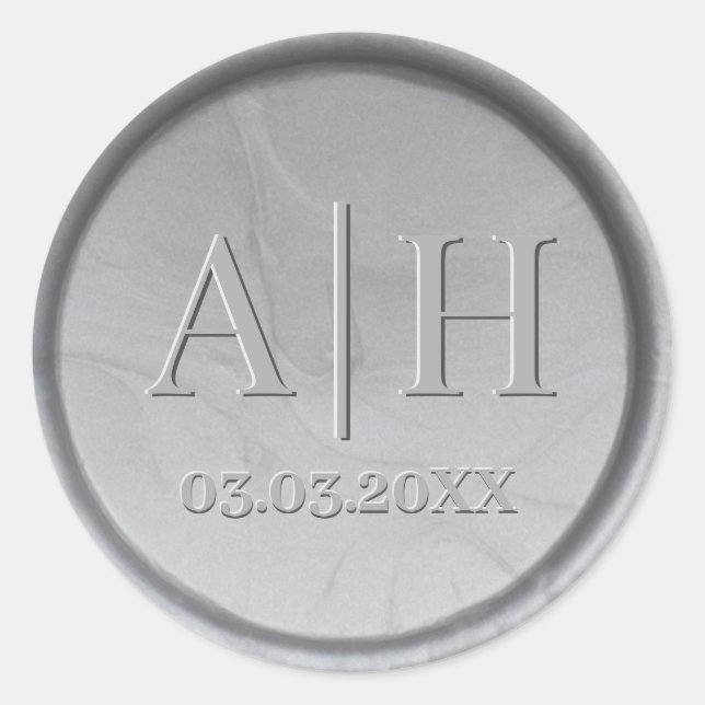 Sticker en argent Monogramme Date (Devant)