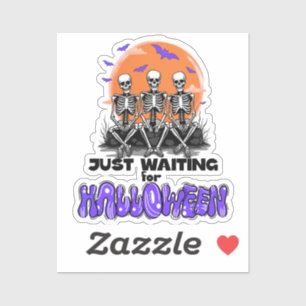 Sticker En attendant l'Halloween, Skeleton drôle