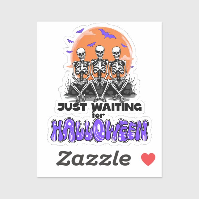 Sticker En attendant l'Halloween, Skeleton drôle (Feuille)