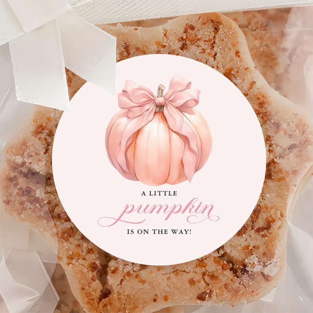 Sticker en Baby shower Citrouille Pink Bow (Créateur téléchargé)