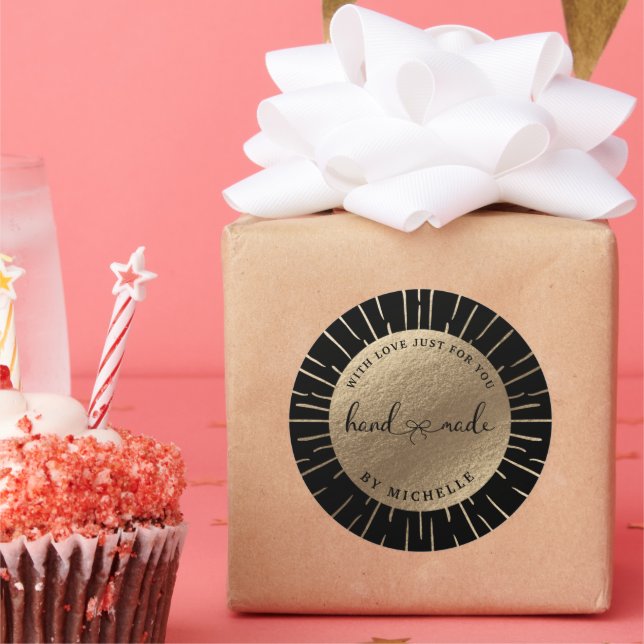 Sticker en cercle or d'amour fait main (Fête)