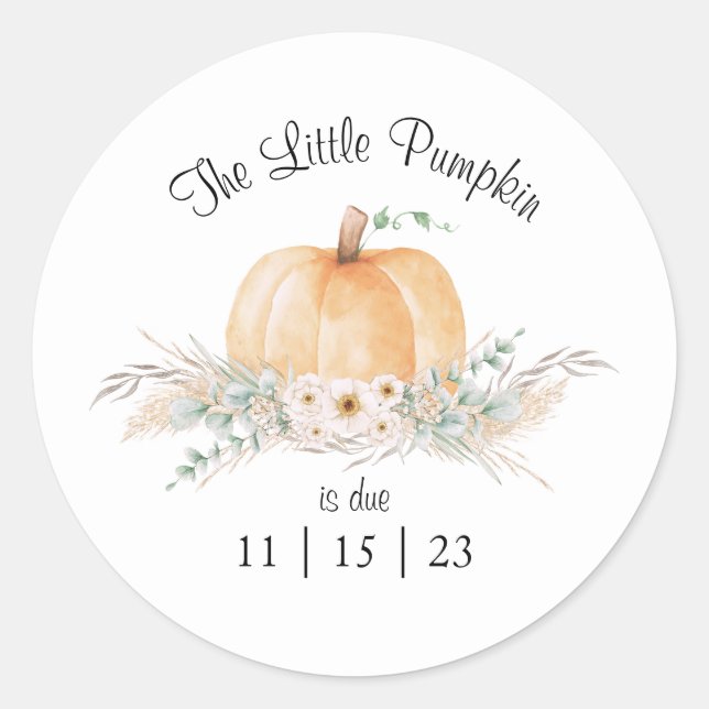Sticker en cercle petit Baby shower Citrouille (Devant)
