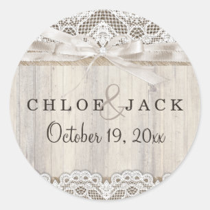 Sticker en dentelle Vintage rustique et Mariage en