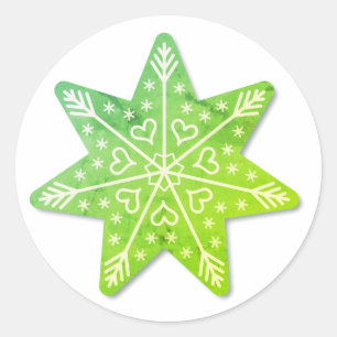 Sticker en étoile de Noël décoré en vert