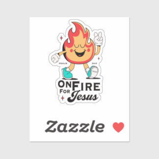 Sticker En feu pour Jésus Psaume 34:5 Personnage de flamme