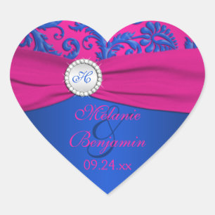Sticker en forme de coeur de cobalt et Fuchsia Dam