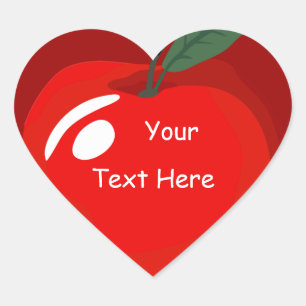 Sticker en forme de coeur de pomme rouge enseignan
