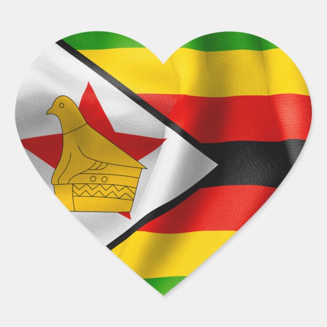 Sticker en forme de coeur du drapeau du Zimbabwe (Devant)