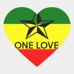 Sticker en forme de coeur Rasta One Love
