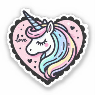 Sticker en forme de coeur rose mignon Pastel Unico