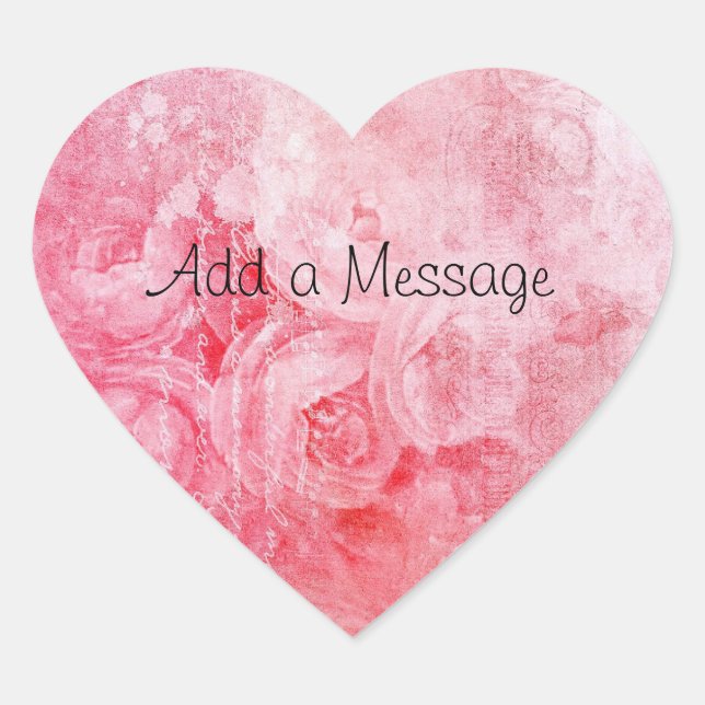 Sticker en forme de coeur rose personnalisable (Devant)
