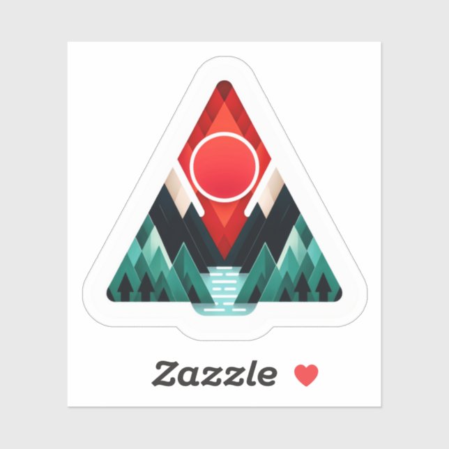 Sticker en forme de triangle avec une scène de mon (Feuille)