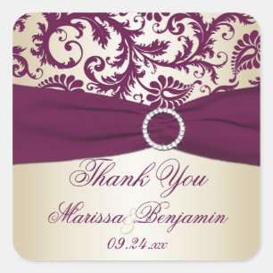 Sticker en Merci Damas Plum et Champagne