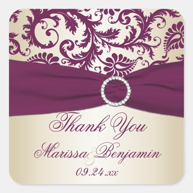 Sticker en Merci Damas Plum et Champagne (Devant)