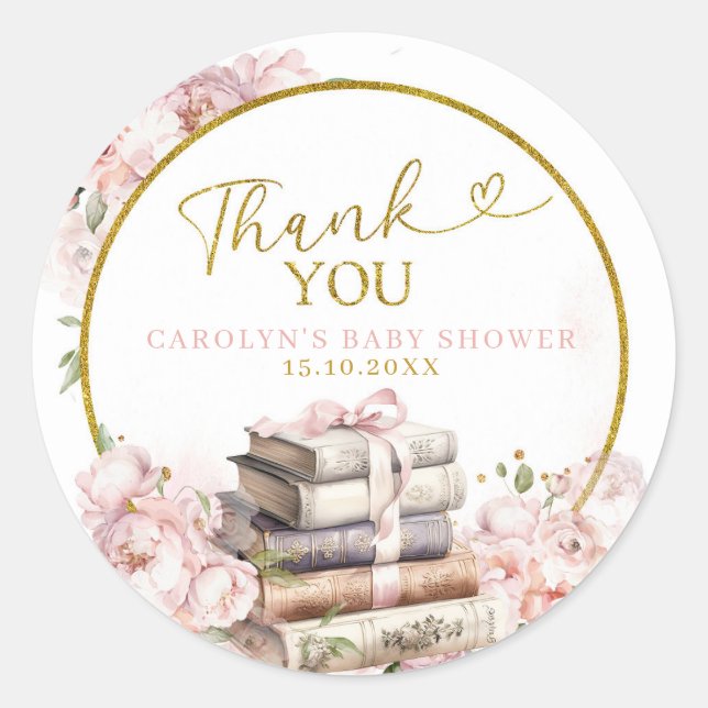 Sticker en Merci de Baby shower Blush Pink (Devant)
