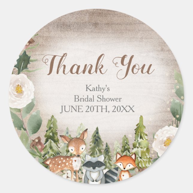 Sticker en Merci de Baby shower de bois d'hiver (Devant)