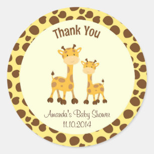 Sticker en Merci de Baby shower de Giraffe Woodlan
