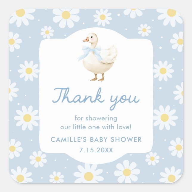Sticker en Merci de Baby shower de soie Goose Boy (Devant)