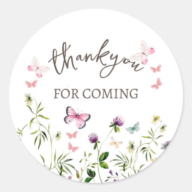 Sticker en Merci de Baby shower Fleur sauvage (Devant)
