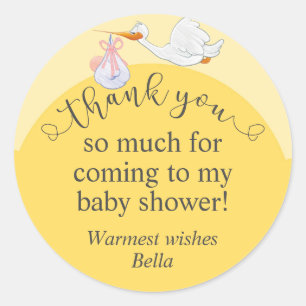 Sticker en Merci de Baby shower jaune