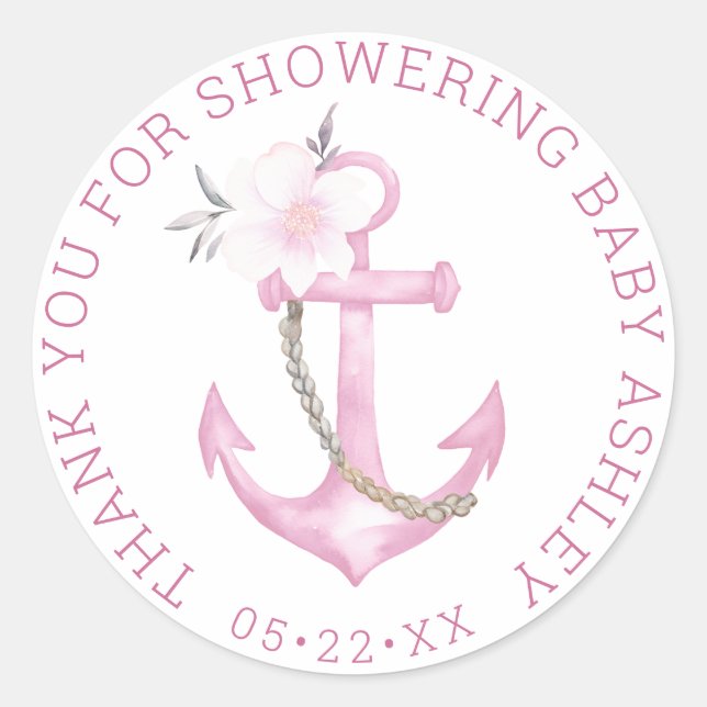 Sticker en Merci de Baby shower nautique | Plat ro (Devant)