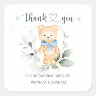 Sticker en Merci de Baby shower pour garçon Teddy 