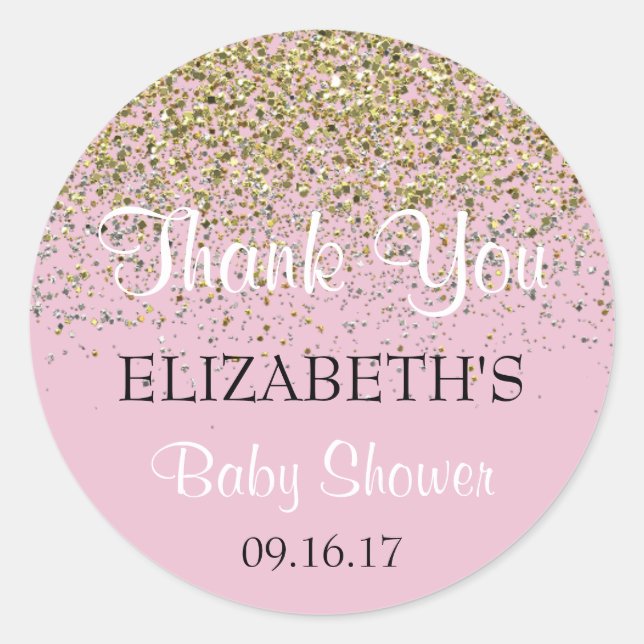 Sticker en Merci de Baby shower rose (Devant)