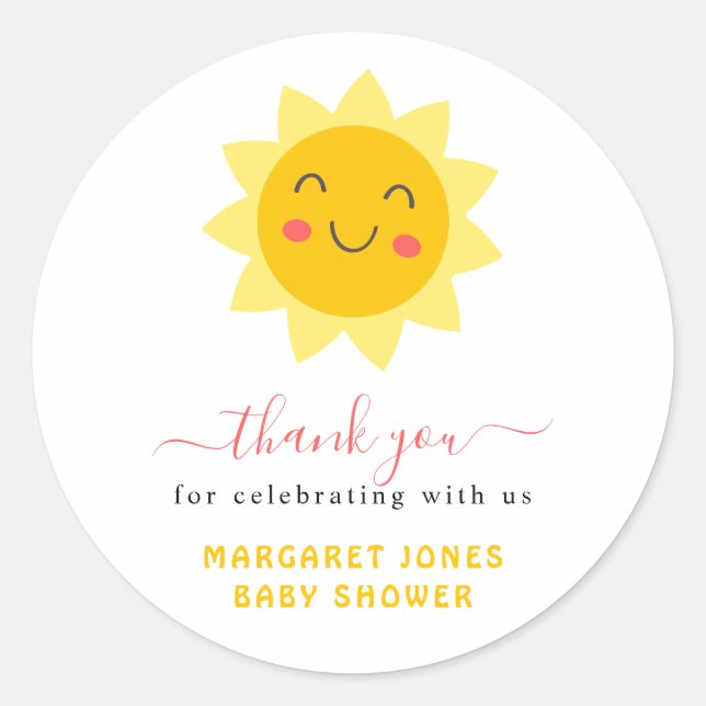 Sticker en Merci de Baby shower solaire mignon (Devant)