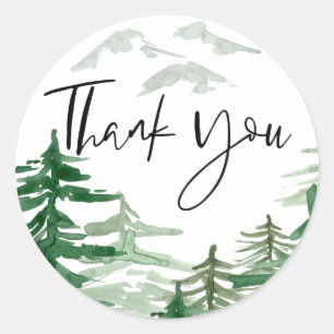 Sticker en Merci de bois romantique aquarelle