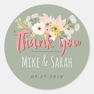 Sticker en Merci de bouquet chic doux