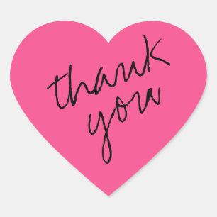 Sticker en Merci de coeur rose chaud