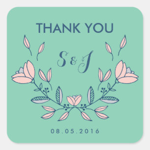 Sticker en Merci de Mariage de fleurs Vintages tur