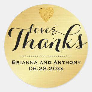 Sticker en Merci de Mariage de script Gold Elegant