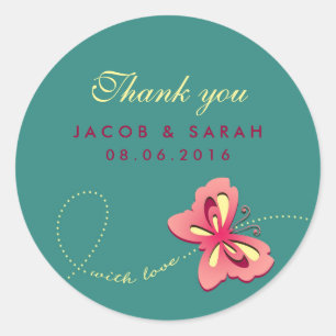 Sticker en Merci de Mariage turquoise pour permule