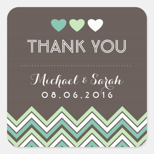 Sticker en Merci de Motif de Mint Green Chevron (Devant)