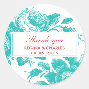 Sticker en Merci de Rose Vintage Turquoise